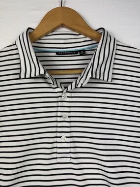 Devereux‎ Golf Polo Mens XL Black White Stripe Performance Shirt